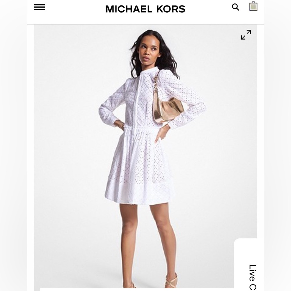 Michael Kors Eyelet Cotton Shirt Dress Size 8
